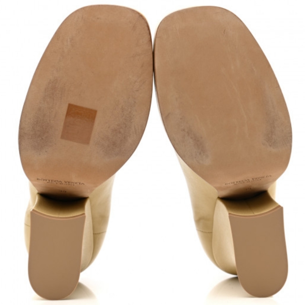 BOTTEGA VENETA Nappa Peep Toe Platform Pumps 39 Cane Sugar - Picture 7 of 8